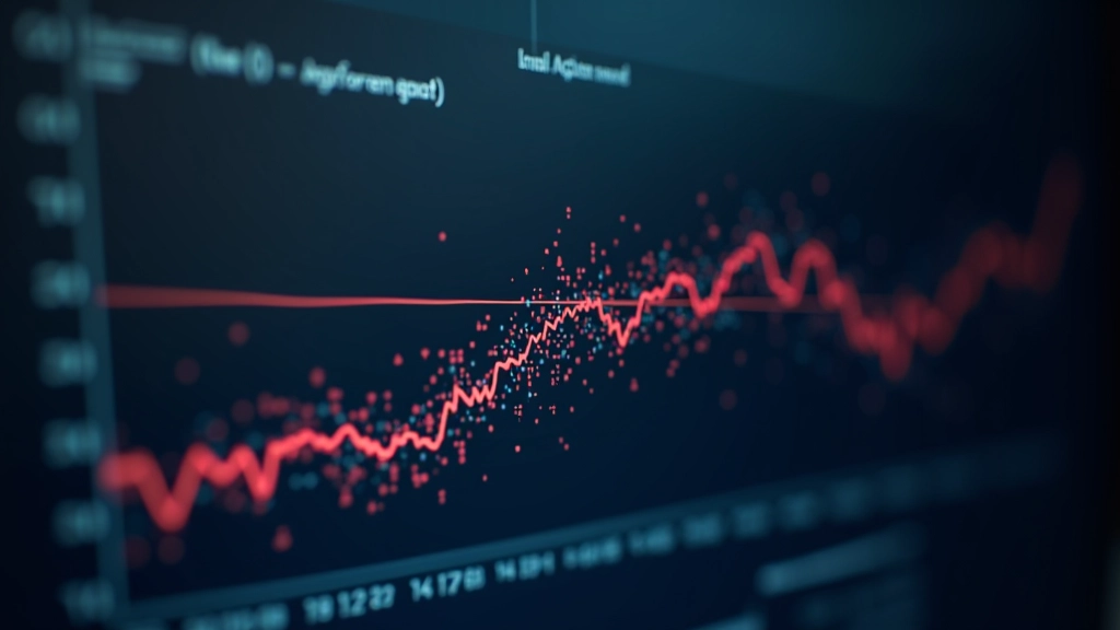 Scatter plot showing stock prices with fitted regression line through data points, clear linear relationship visualization